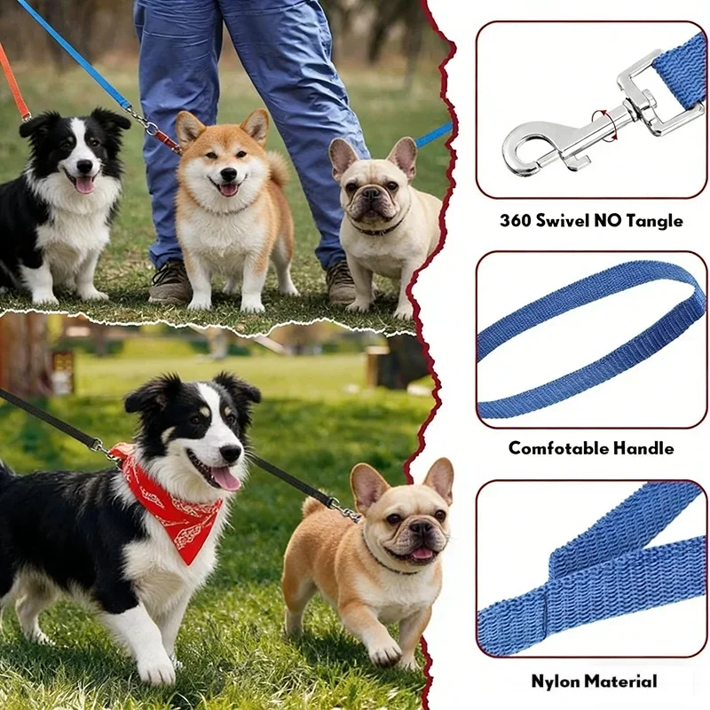 Long Nylon Training Leash For Dogs Durable Traction Lead For Pets_voghion.com