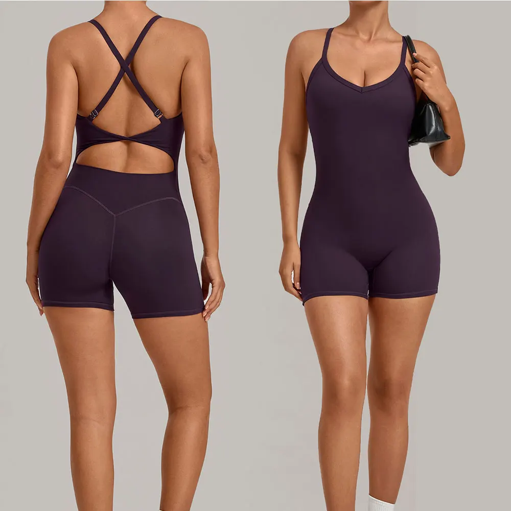 Yoga Boilersuit Sleeveless Women's Sportswear Gym Jumpsuits Workout Clothes High-intensity Fitness One-piece Skin-tight Garment
