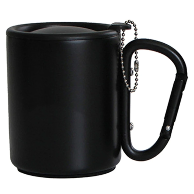 Portable Carabiner Hook Handle Mug With Lid Outdoor Travel Coffee Mug Camping Hiking Cup Lightweight Insulated Mug