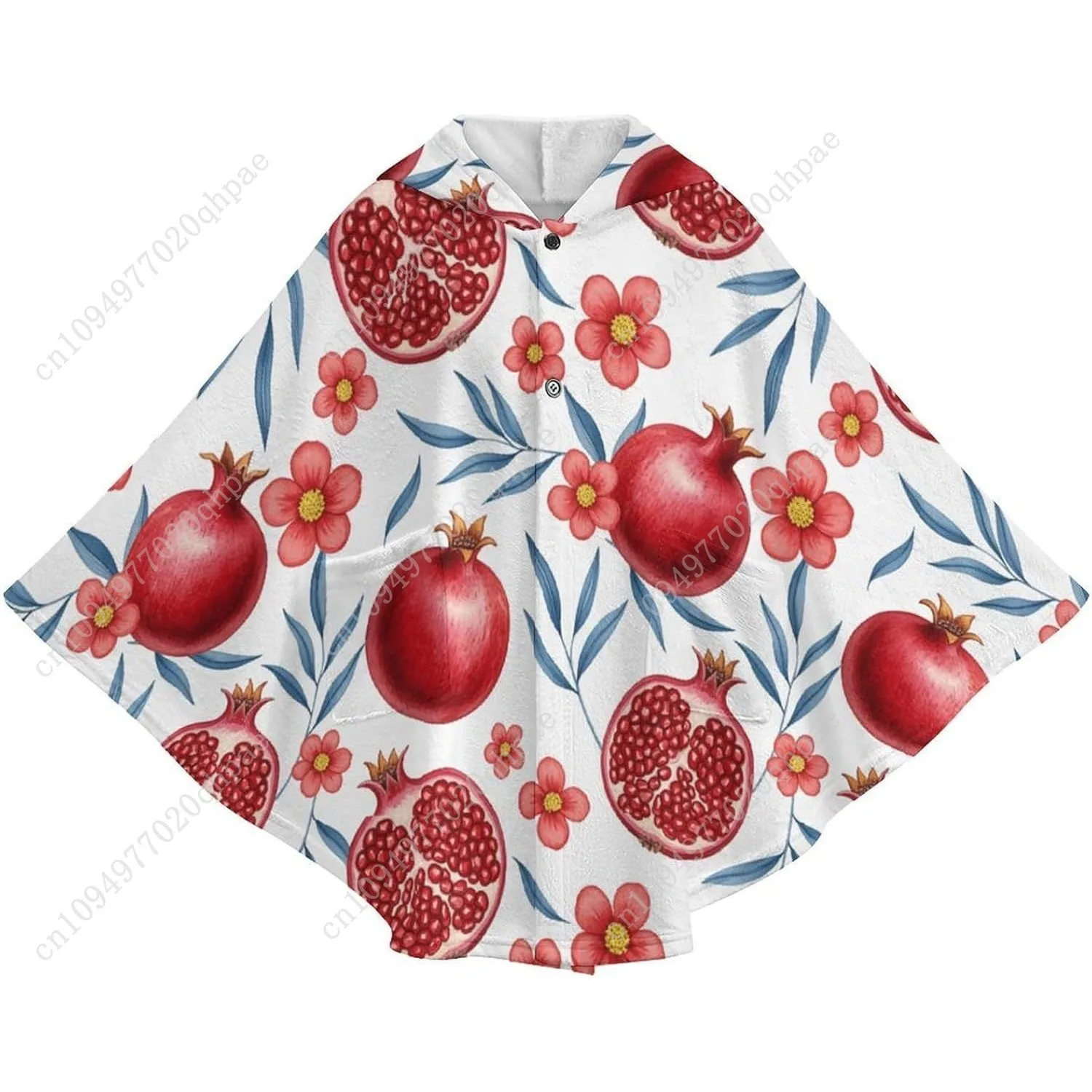Pull couverture en flanelle confortable, sweat à capuche surdimensionné à motif Floral de grenade avec poches pour enfants et adolescents