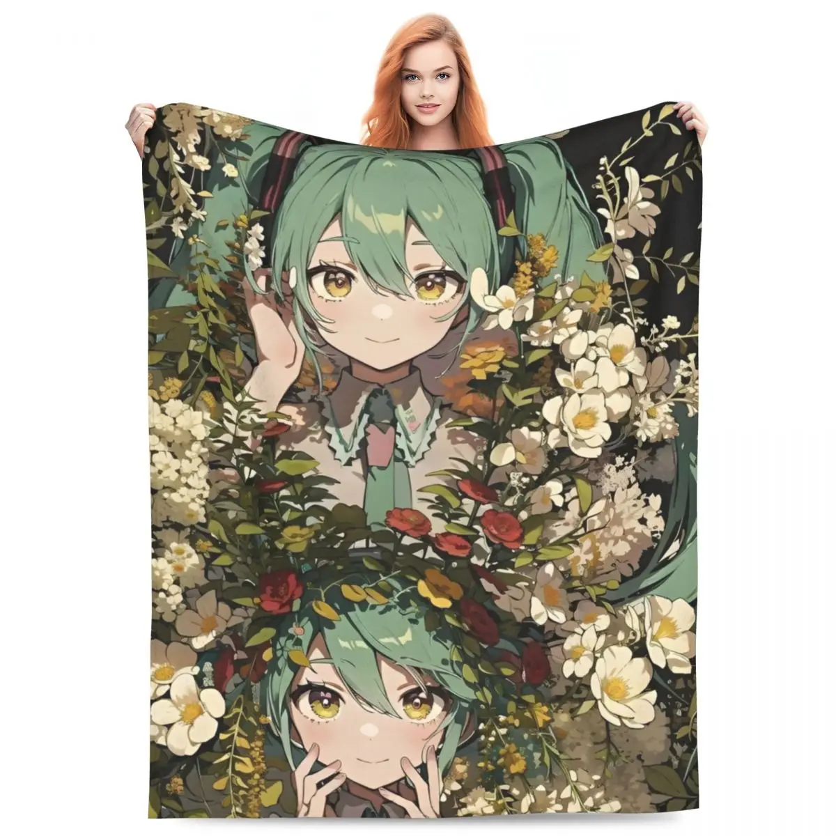 Hatsune Miku Plush Blankets Kids Flannel Throw Blanket For Living Room Warm Design Quality Bedspread Gift Idea