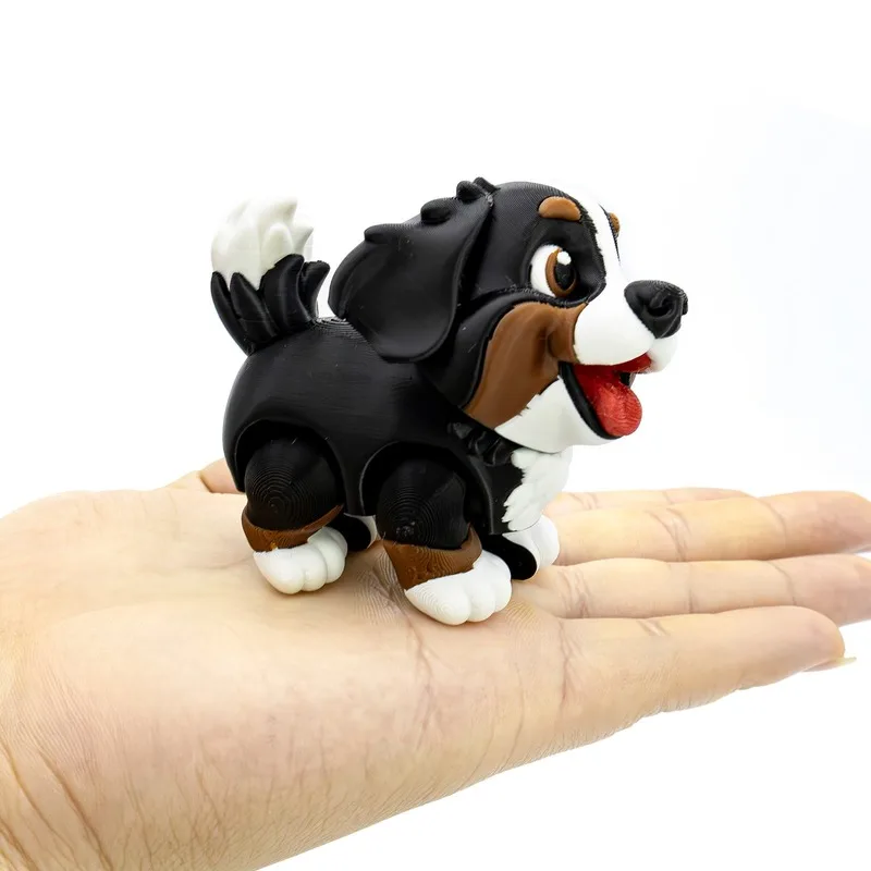 3D Printed Cute Puppy Dog Figurine with Movable Joints for Decorative Gift, Creative Animal Model or Christmas Socks Gifts