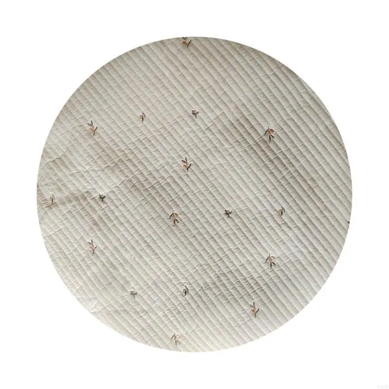 95AE سجادة لعب دائرية للأطفال، سجادة حضانة مريحة قابلة للإزالة والغسل، سجادة مستديرة لزحف الأطفال مع تطريز