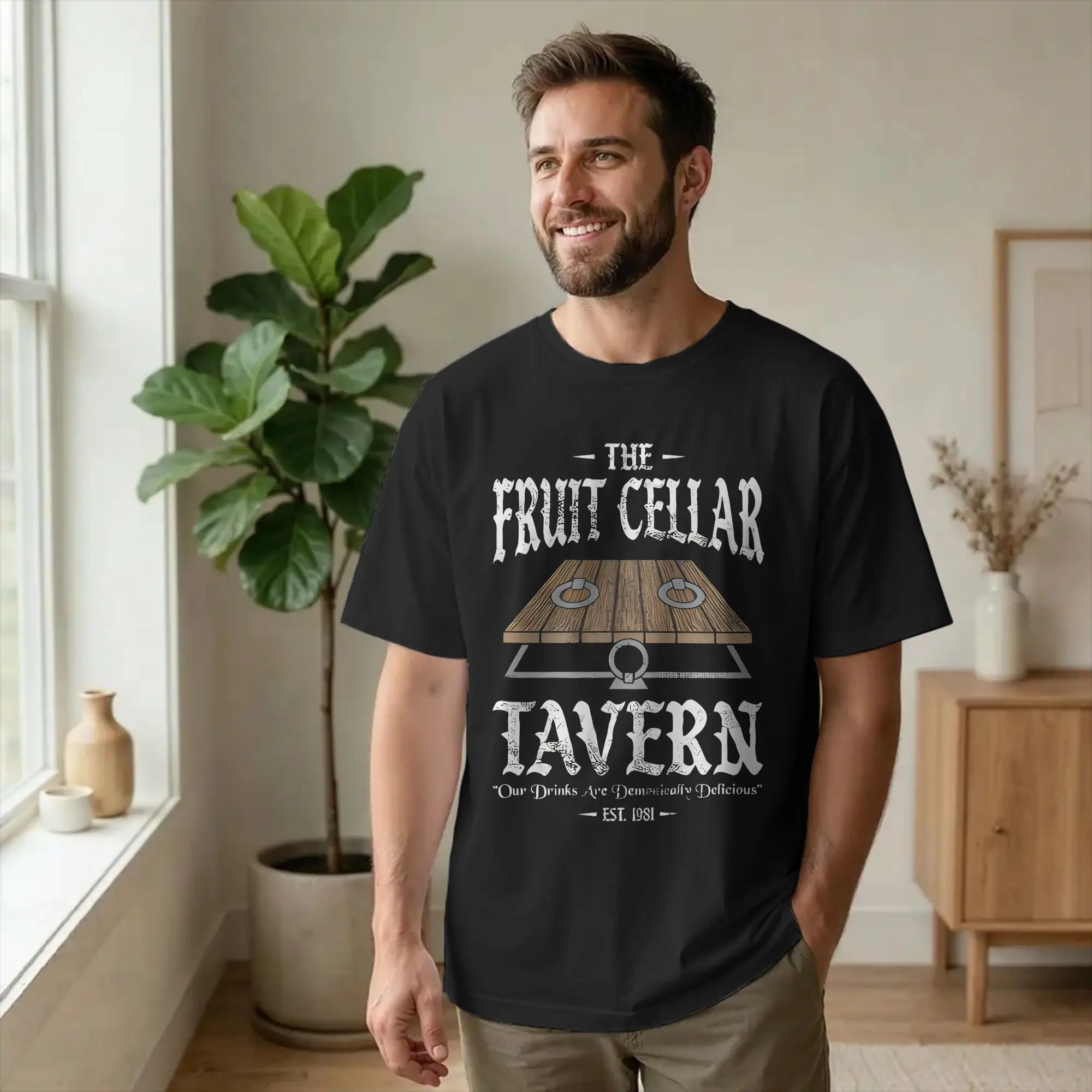 Ashes The Fruit Cellar Tavern Williams Men's T Shirts Horror Funny Tees Short Sleeve Crewneck T-Shirts Cotton Party merchandise