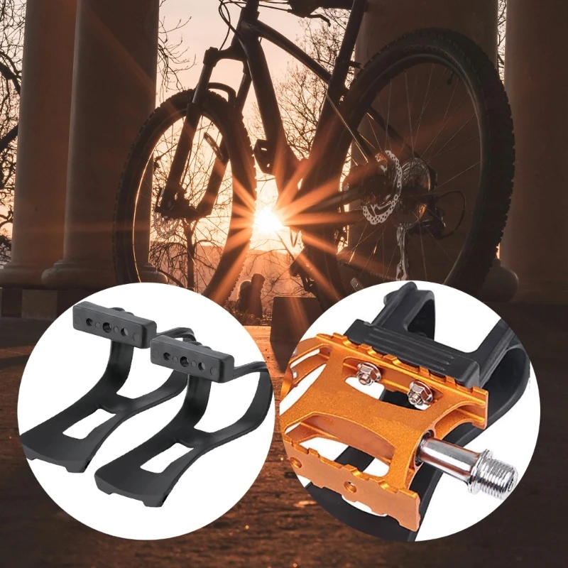 Mountain Bike Cycling Pedals Toe Clip Road Bike Pedal Half Clips Bicycles Strapless Toe Pedal Clips Cage Easy to Install