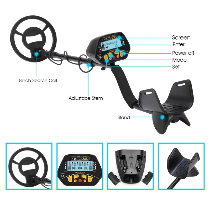 MD3028 Adjustable Metal Detector Underground Professional Gold Finder Treasure Hunter Handheld Gold Digger Finder Sensitivity