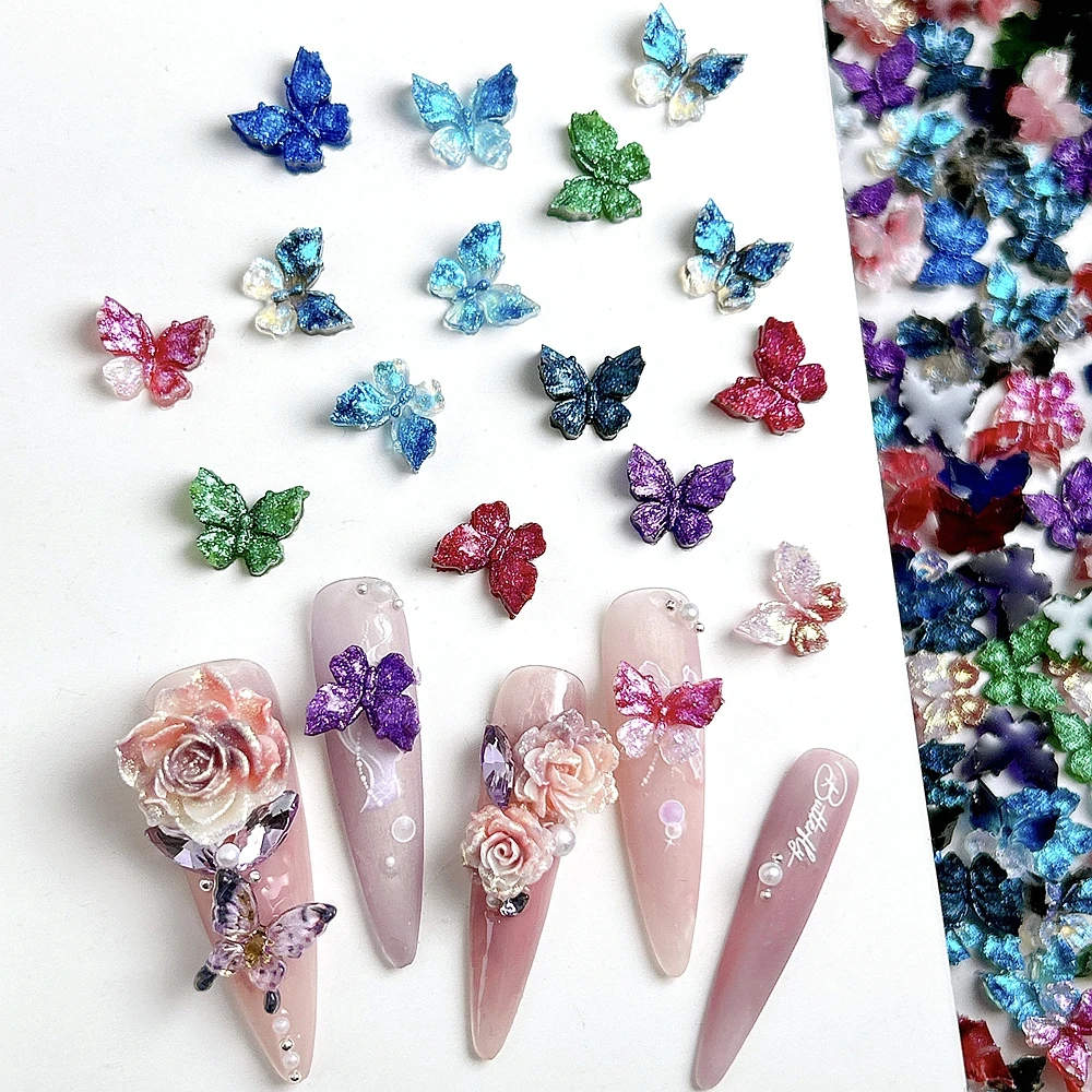 

30PCS Luminous 3D Acrylic Butterfly Nail Art Charms Accessories For Manicure Decor Glitter Nails Decoration Design Supplies Tool