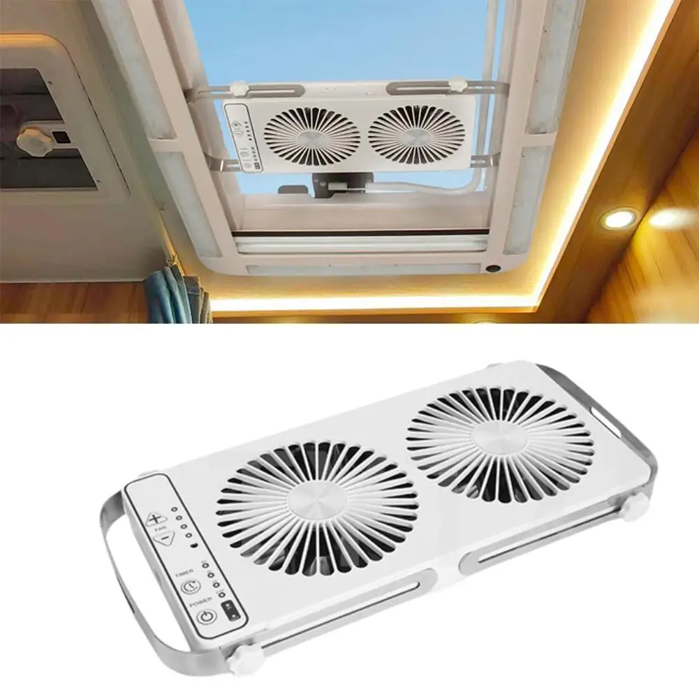 US Standards Silent Roof Fan 12V DC 140mm Exhaust Heat Dissipation Double Reversible Roof Window Fan Motorhome