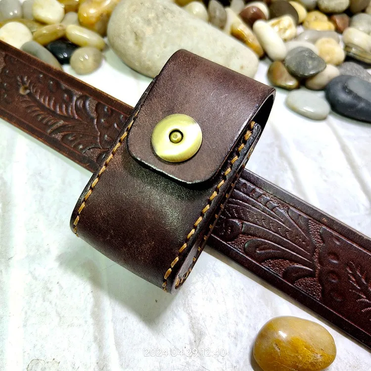 Blongk Leather Folding Glasses Box Belt Pack Cowhide Hand-made Foldable Glasses Case Small Waist Bag Men Women PD-ZD