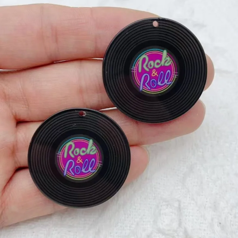 10pcs acrylic music style DIY cassette DVD burner pendant accessories earrings keychain pendant