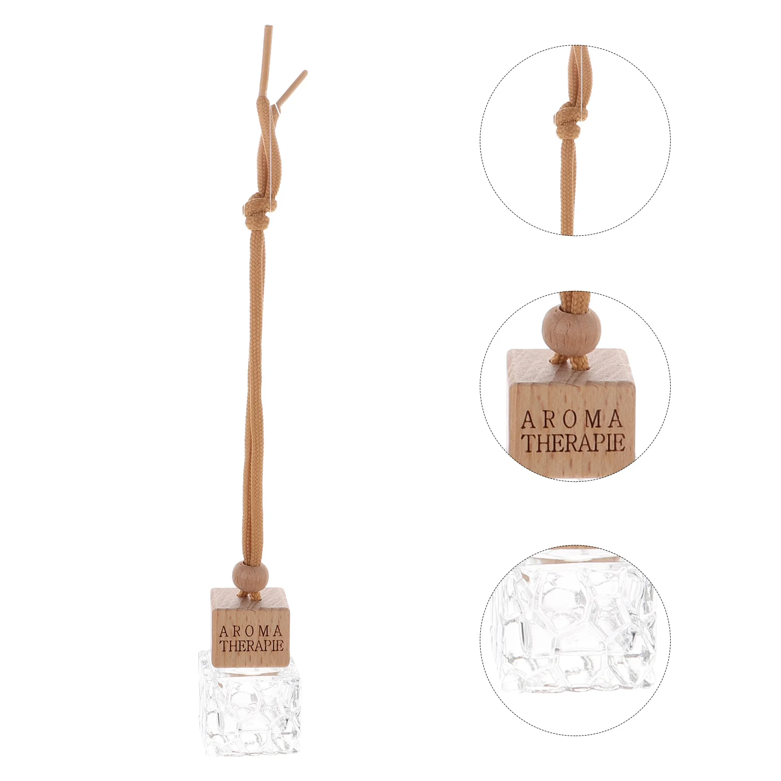 

8Ml Hanging Car Perfume Container Glass Wood Diffuser Bottle for Essential Oils Aromatherapy Air Freshener Refillable Design