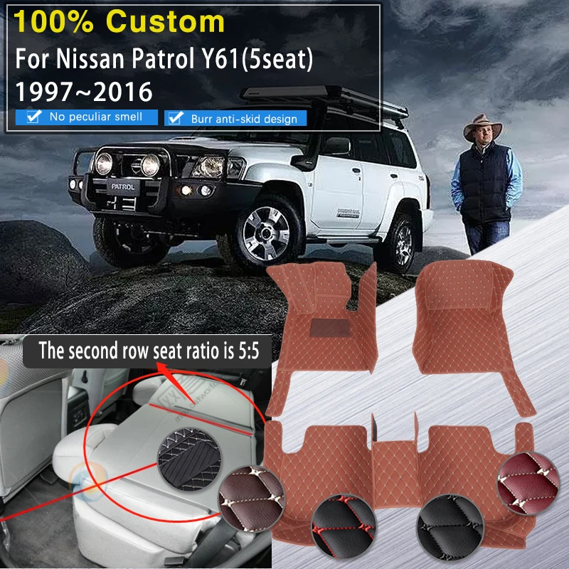 Car Floor Mats For Nissan Patrol Safari Patorōru Y611997~2016 5 Seater Anti-dirty Carpets 2rd Row Seat Ratio 5:5 Car Accessories