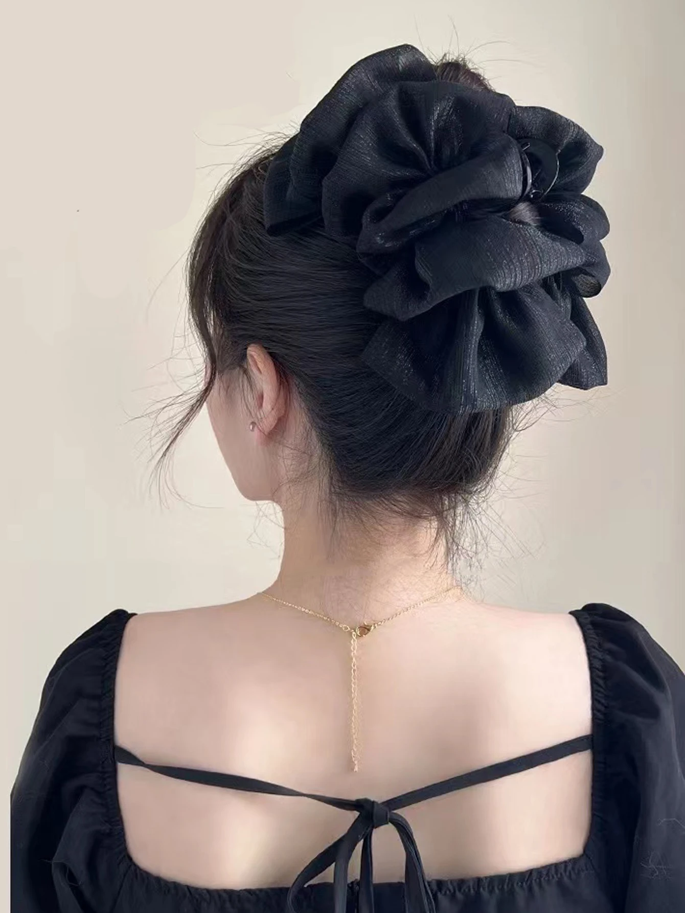 1PCS Fashion Grace Chiffon Lace Extra large Bow Hair Claws For Women Girls Party Ponytail Hair Claw Hair Accessories