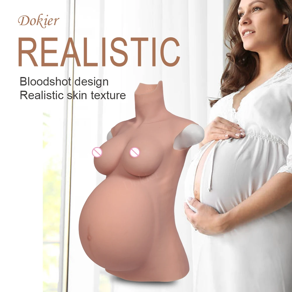 Dokier Realistic Silicone Fake Pregnant Belly Have Stretch Marks Big and Soft Cosplay Crossdresser Twins Pregnant Belly