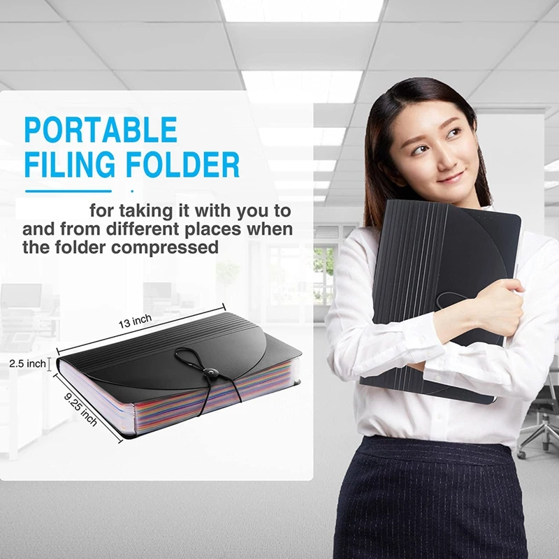 24 Pockets Expanding File Folder Letter A4 Paper Document With Blank Labels Desktop Storage Organizer