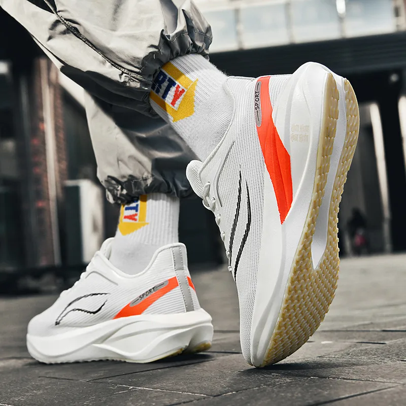 Carbon Plate Ultra-Light Shock-Absorbing Running Shoes for Male and Female Students and Teenagers Racing Wear-Resistant Non-Slip Mesh Breathable Sports Running Shoes