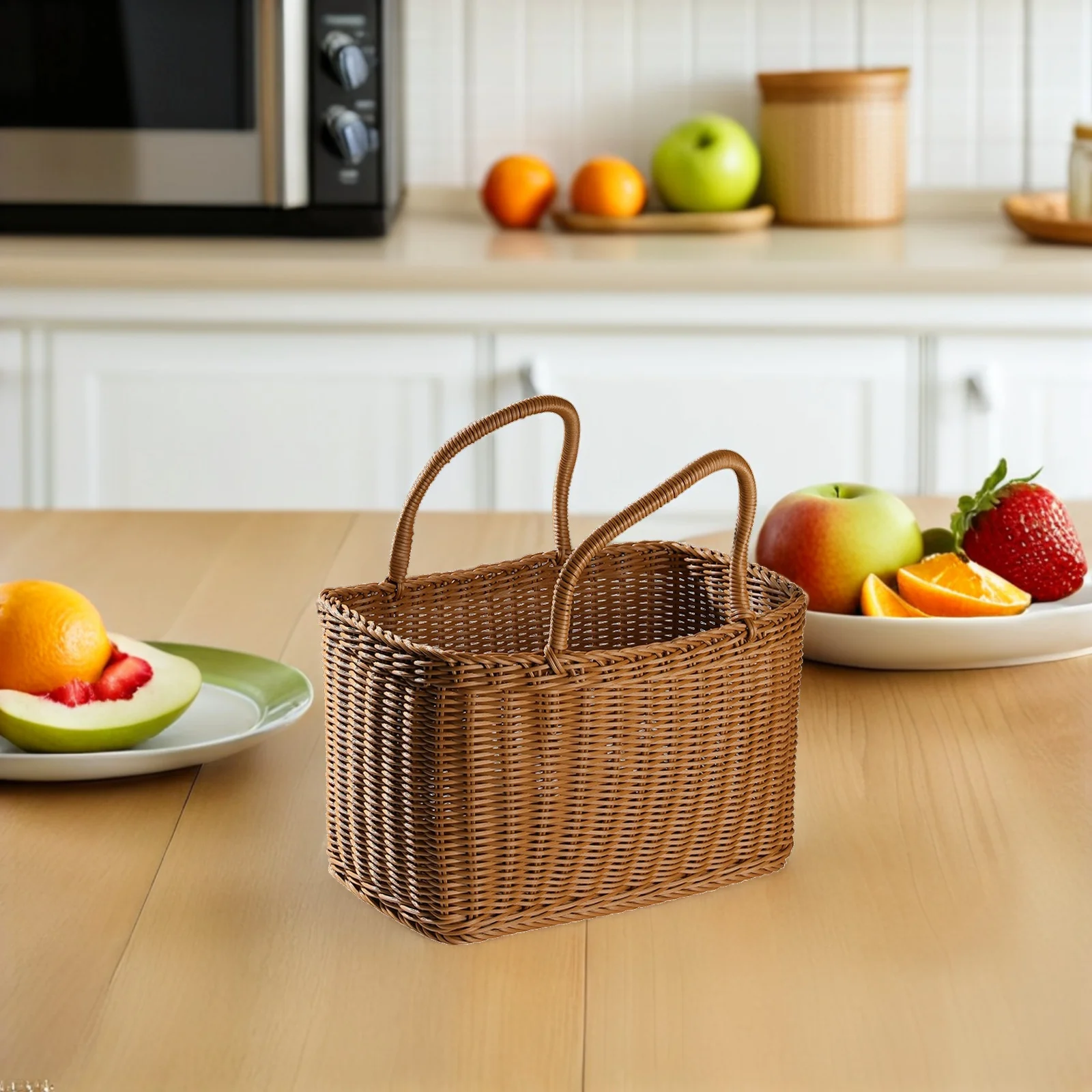 

Storage Basket for Vegetables and Gifts Decorative Flower Packing Basket Woven Handmade Imitating Rattan Home Shopping Organiser