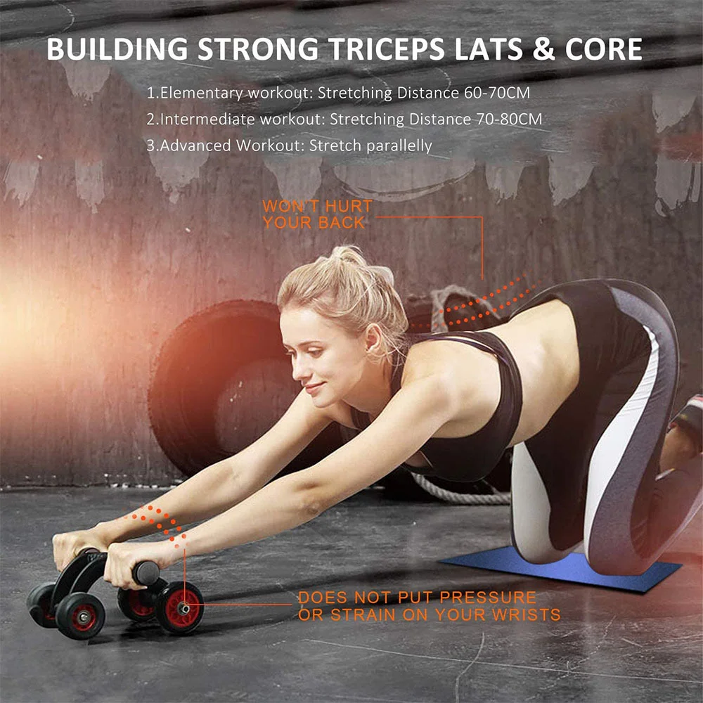 Abdominal Strengthening 4 Wheel Elbow Roller Apparatus Automatic Rebound Fitness Roller Slimming Belly Sport Fitness Equipment