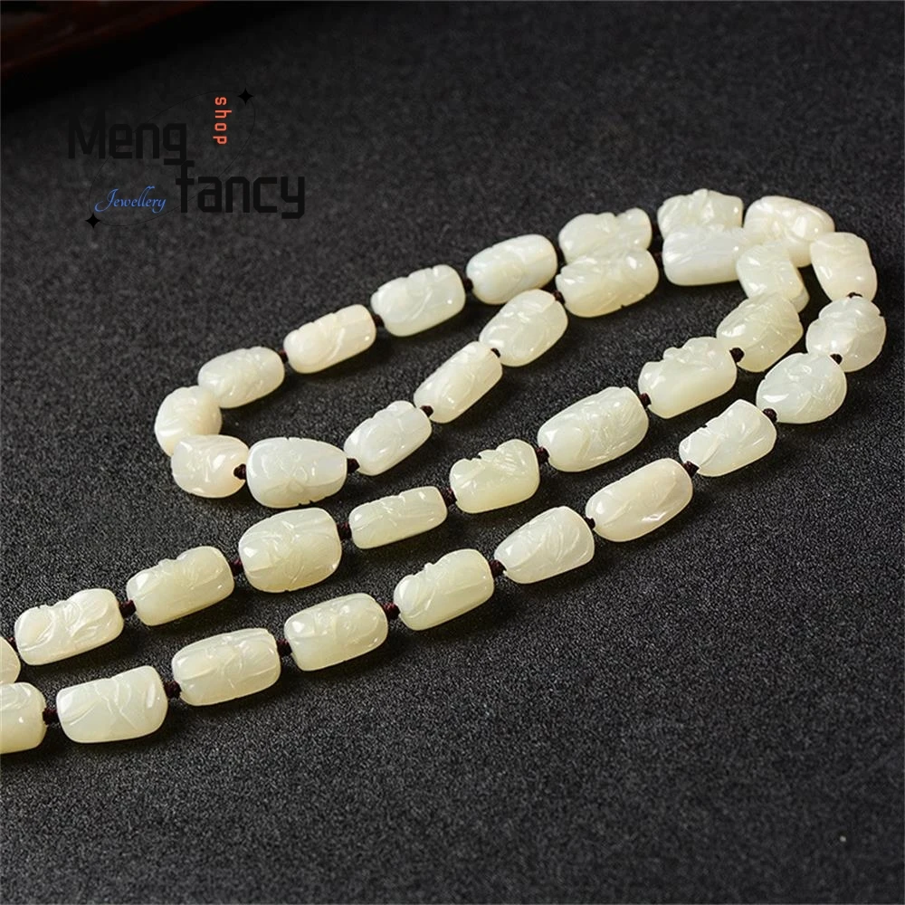 Natural Hetian Jade Jasper Eighteen Arhat Necklace Fashion Customized Luxury Jewelry Couple Pendants Amulet Women Men Fine Gifts