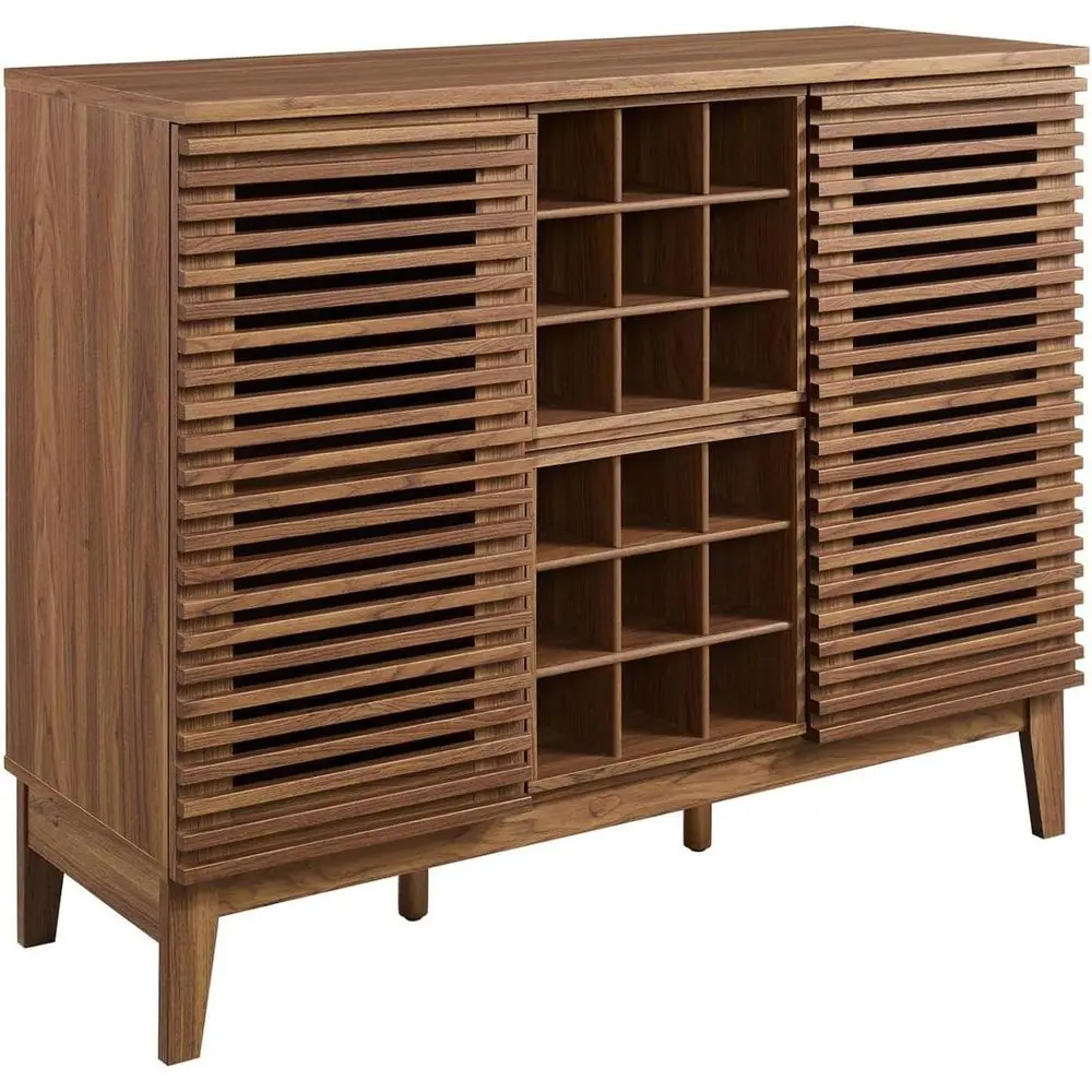 

Walnut Mid-Century Modern Wine Bar Cabinet, 17 x 46 x 37