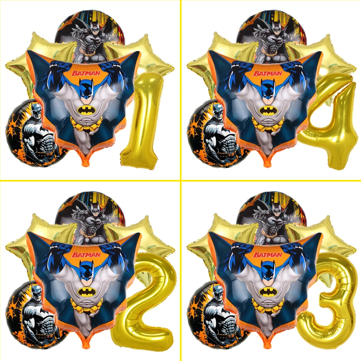 

6pcs Cartoon Superhero Baby Shower Boy Balloons Set Batman Number Foil Balloons Children's Birthday Party Balloons Supplies