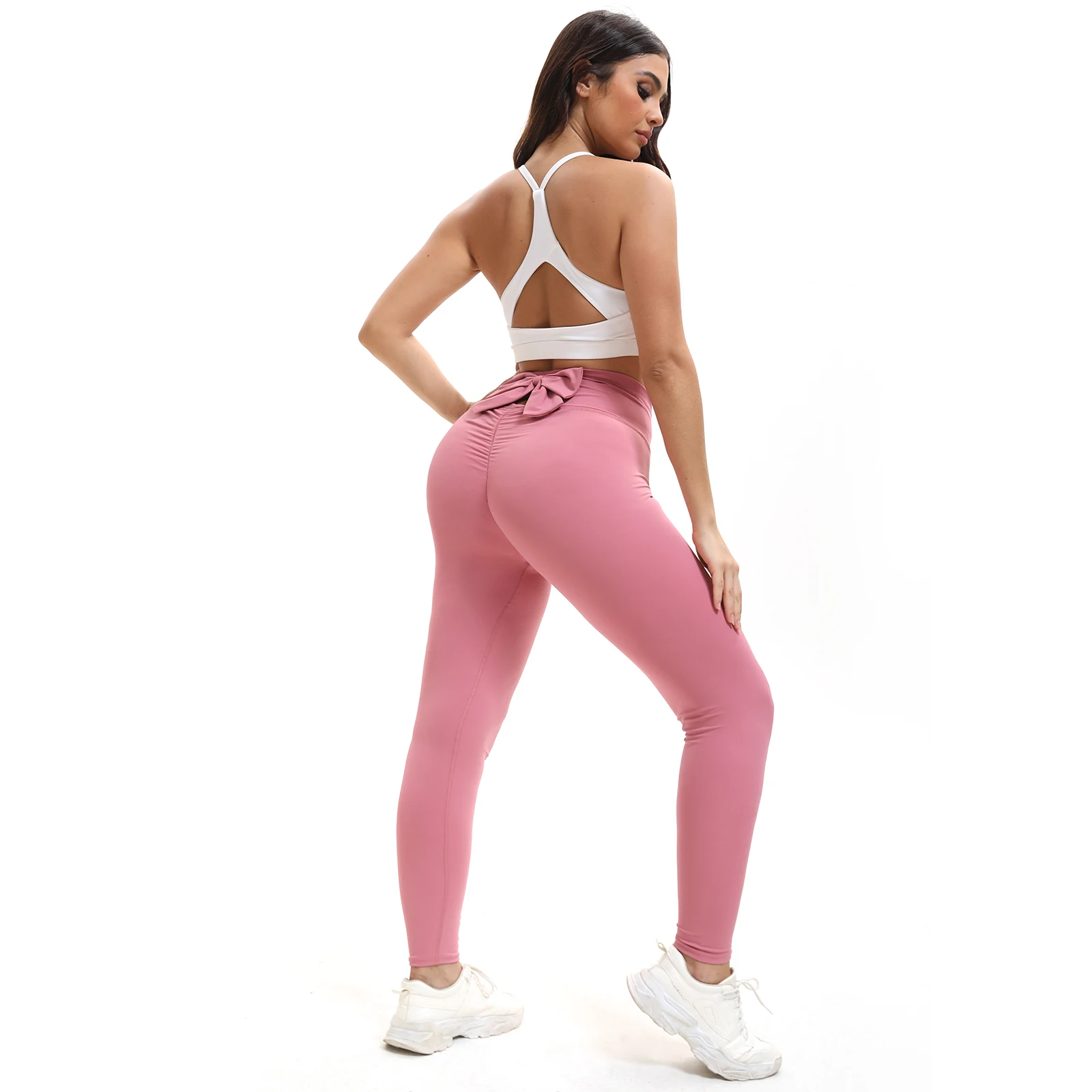 Mallas de entrenamiento para Fitness con lazo para mujer, pantalones ajustados de cintura alta para ciclismo y Yoga, pantalones deportivos transpirables de secado rápido, pantalones para gimnasio y correr