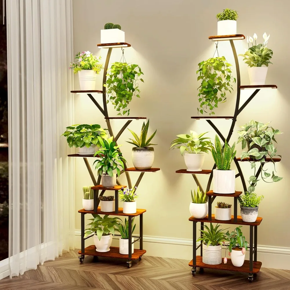

plant stand indoor with grow lights 2 pack plants stands indoor 8 tiered 64" tall plants shelf for indoor ,Plant Shelves