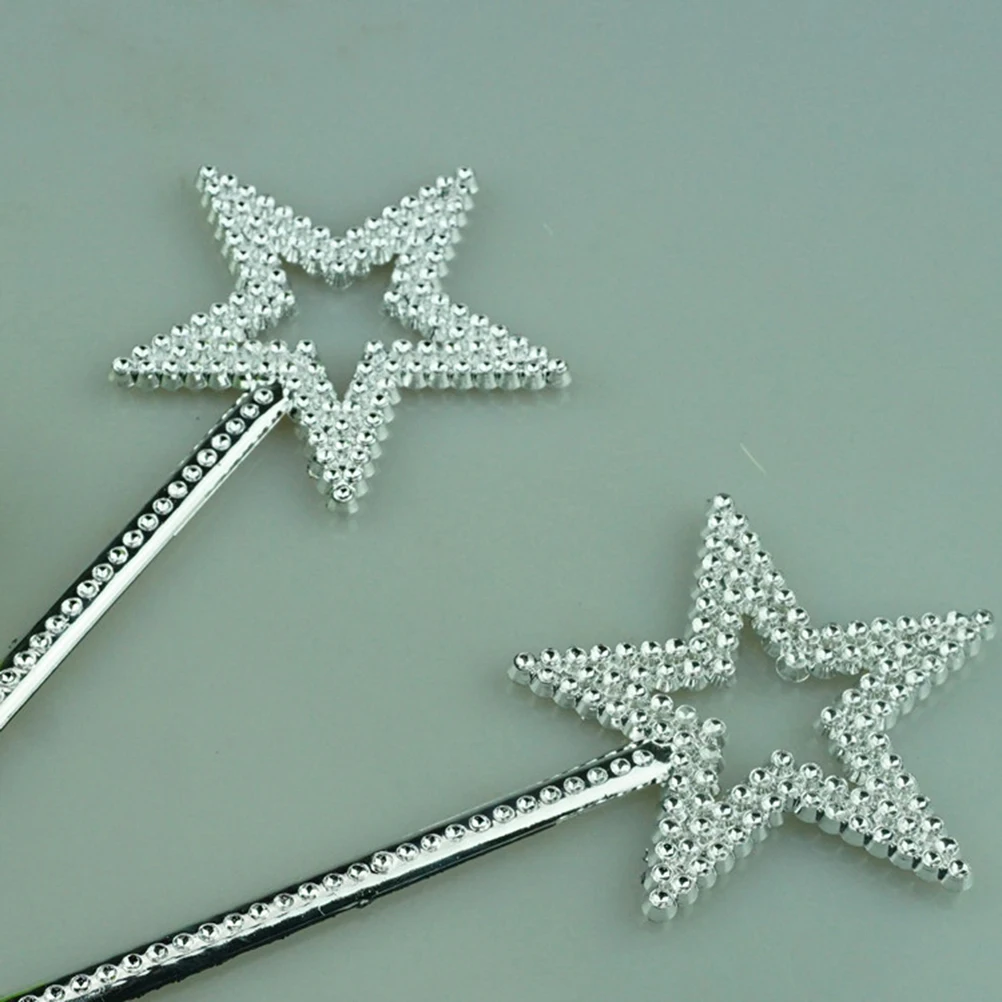 

6 pcs Fairy Wand Glitter Star Pentagram Electroplating Wands Birthday Party Props Plastic Safe Costume Magical Beads