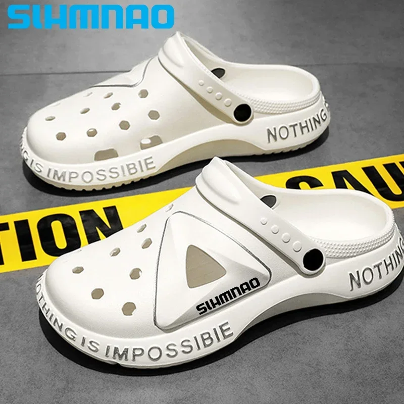 2024 Summer Men\'s Anti slip Fishing Shoes Wear resistant Baotou Garden Work Slippers Outdoor Beach Sandals Indoor Slippers