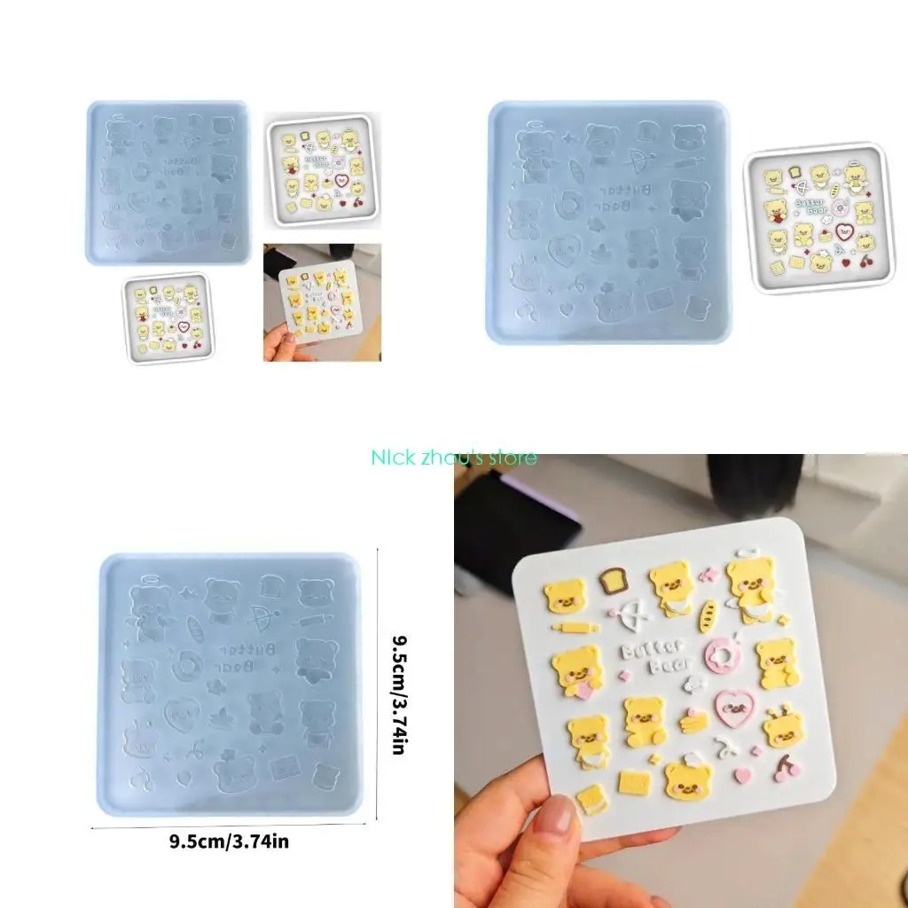 

E15E Multipurpose Adorable 3D Bear Sturdy Silicone Mould Portable for Resin Craft and Gypsum Figurines Home Decoration