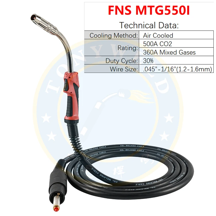Wholesale FNS MTG-550i Mig Welding Torch 3.5/4.5 m FSC Connector 500 Amp CO2     Air Cooled Soldering Gun Lower MOQ Fronius Type