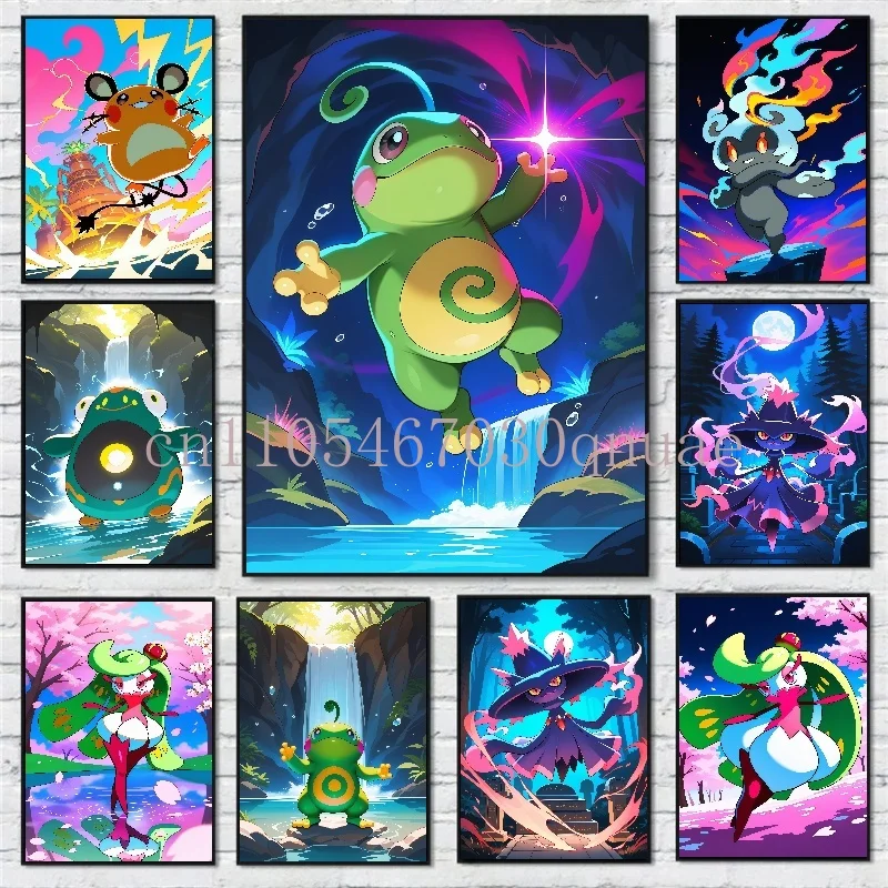 

Japan Classic Anime Pokemon Canvas Painting Politoed Morpeko HD Poster Print Watercolor Wall Art Picture Home Decor Kids Gifts