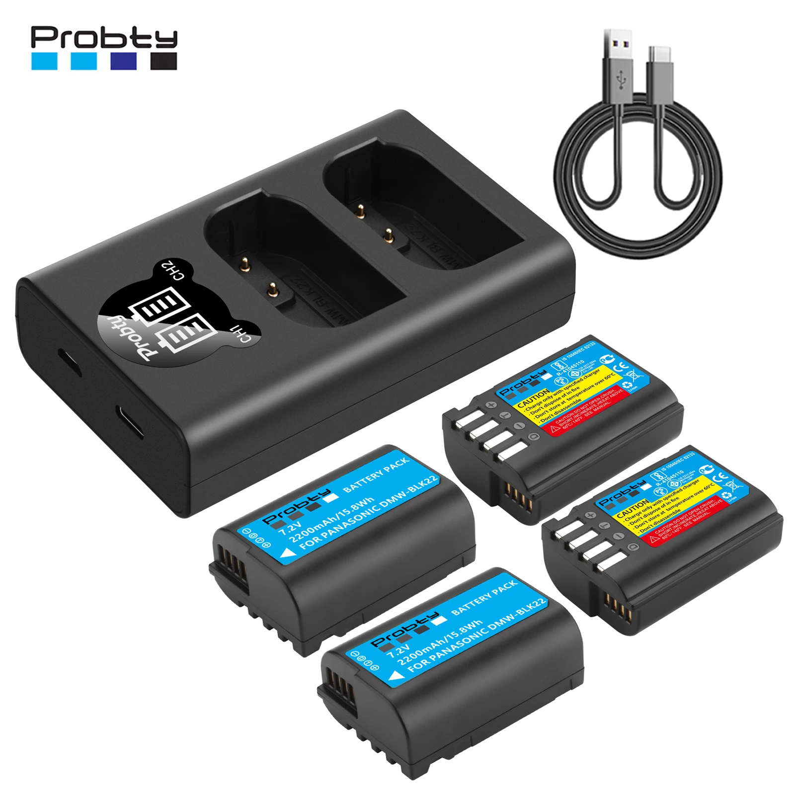 DMW-BLK22 DMW BLK22 Battery 2200mAh+LED Dual Charger for Panasonic LUMIX DC-S5 DC-S5 II DC-S5 IIX S5KL DC-GH6 GH5 II GH5M2