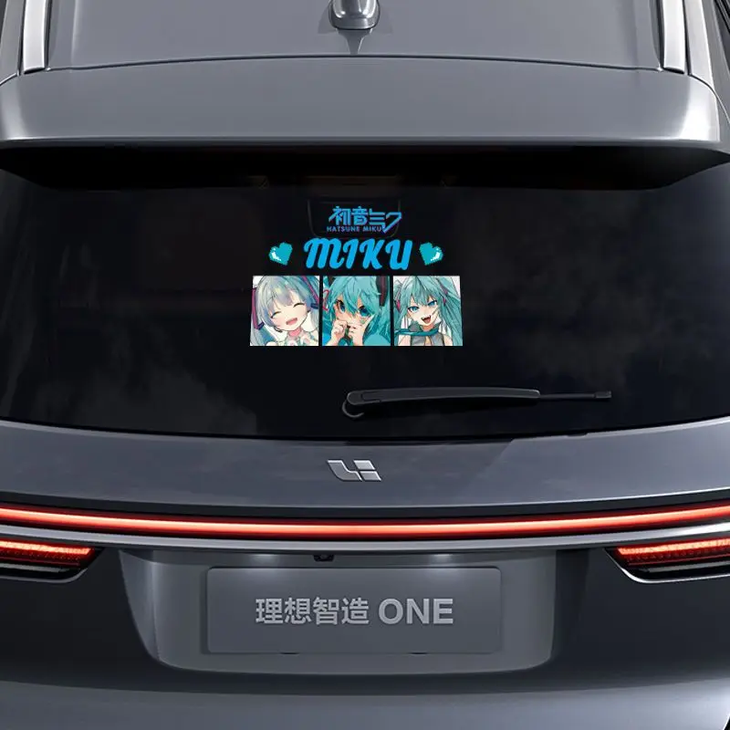 2026 New Creative Hatsune Miku Anime Reflective Stickers, Cute Decals for Car Rear Windshield, Electric Scooters & Helmets view 3