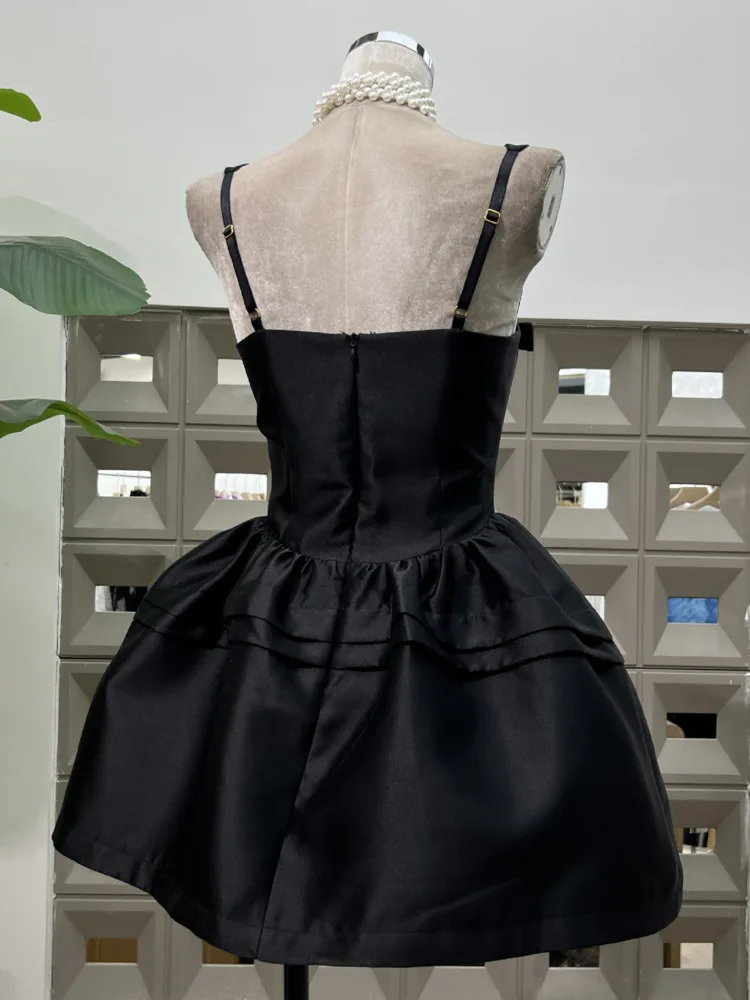 Dfdg feminino 2025 primavera verão tule vestido de baile elegante arco cintura vestido de festa à noite mangas bufantes vestido de casamento em camadas