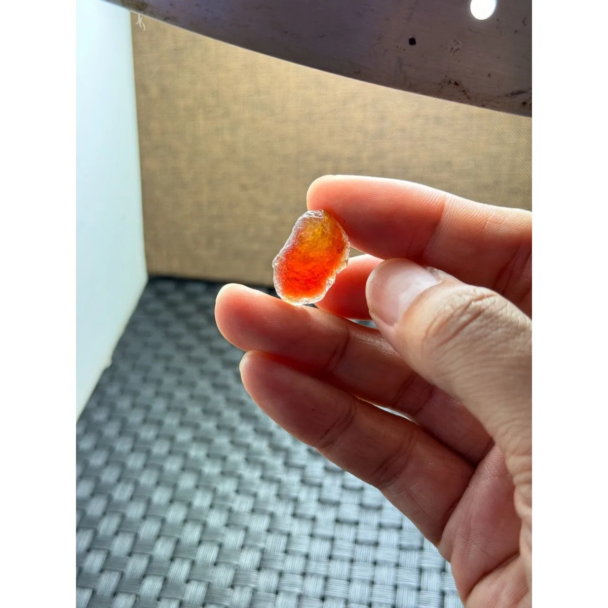 Palm Stone Alashan Agate in Glass Vial, 10-15mm Natural Unpolished, Multi Color, Birthday Gift Collection-Candy Agate
