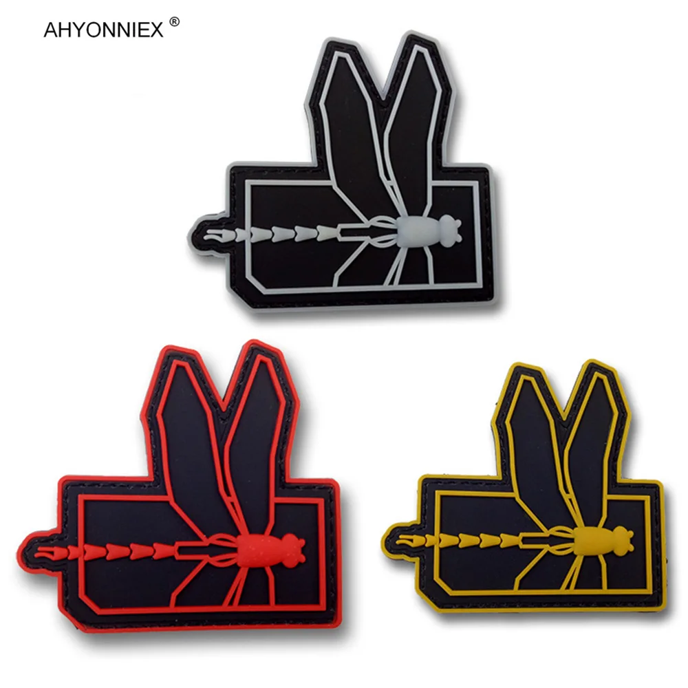 AHYONNIEX 1Piece Rubber PVC Badge Personalized Creative Clothing Stickers Accessories Dragonfly Armband Clothes Patch DIY