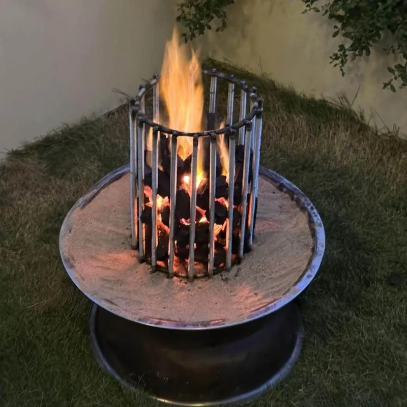 Reinforced Steel Bar Outdoor Fire Pit Grill Stand, Campfire Support Rack, Heavy Duty Fire Pit Grate
