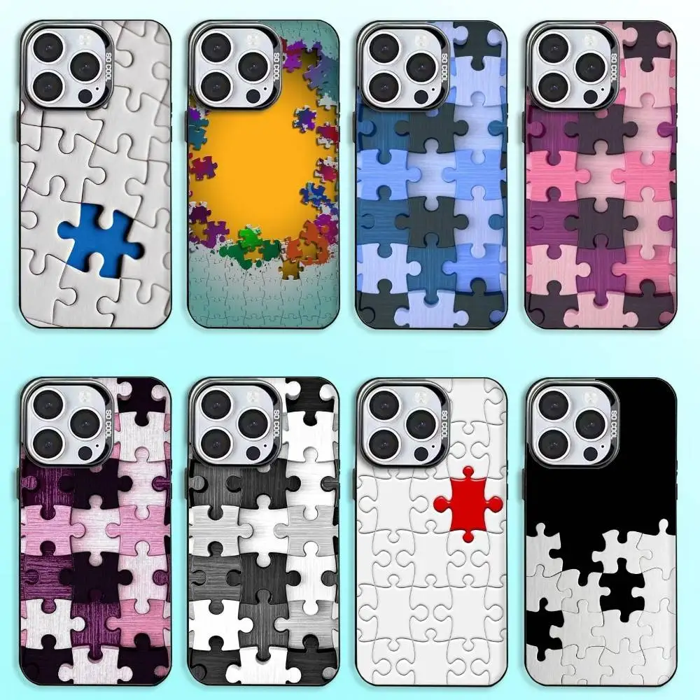 

P- Puzzle Phone Case For iPhone17,16,15,14,13,12,11 Plus,Pro Max Black Candy Matte Shockproof Cover
