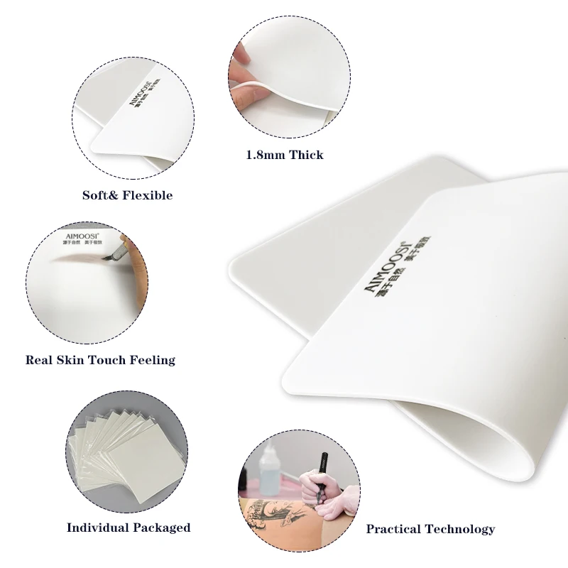 Blank Tattoo Practice Skins- 10Pcs  Double Sides+Tattoo Transfer Paper 50 Sheets for Beginners&Experienced Artists