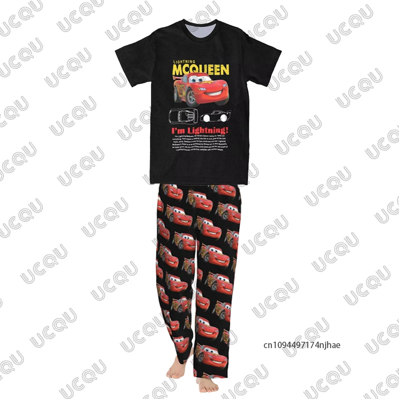 Women's Tracksuit Lightning Mcqueen and Sally Print Summer T-shirt+Pajamas Pants Sets Casual Couple Suit Fashion 2 Piece Outfits