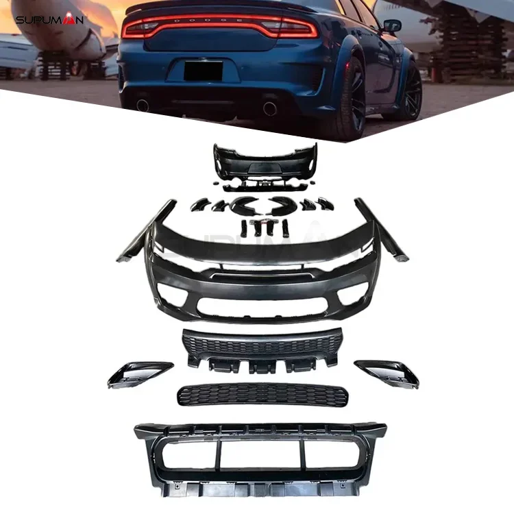 

B SPM Bumper Lip Diffuser Spoiler Side Skirt for Dodge Charger Body Kit SRT Hellcat Full Body Kit Flares Style Accessories 2015+