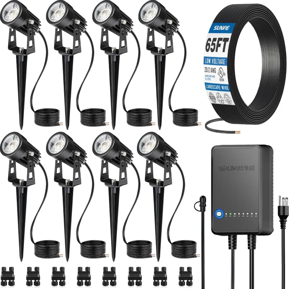 Kit d'Éclairage Paysager LED Tout-en-Un, Pack de 8 Lampes Basse Tension, Éclairage Extérieur Étanche 3000K