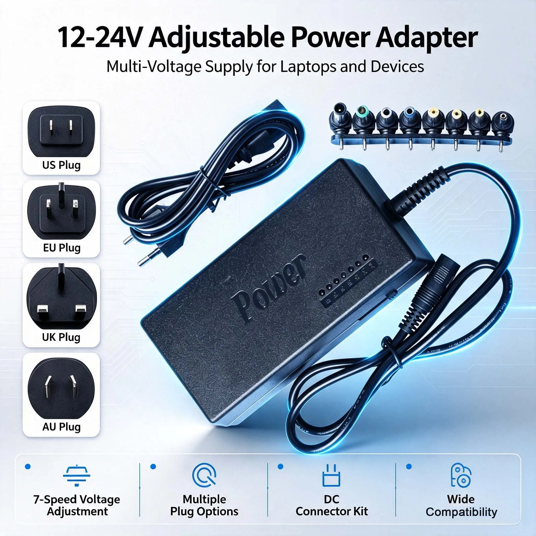 DC 12V/15V/16V/18V/19V/20V/24V 4.5A 96W EU US Plug Laptop AC Universal Power Adapter Charger for DELL Lenovo Sony Toshiba Laptop