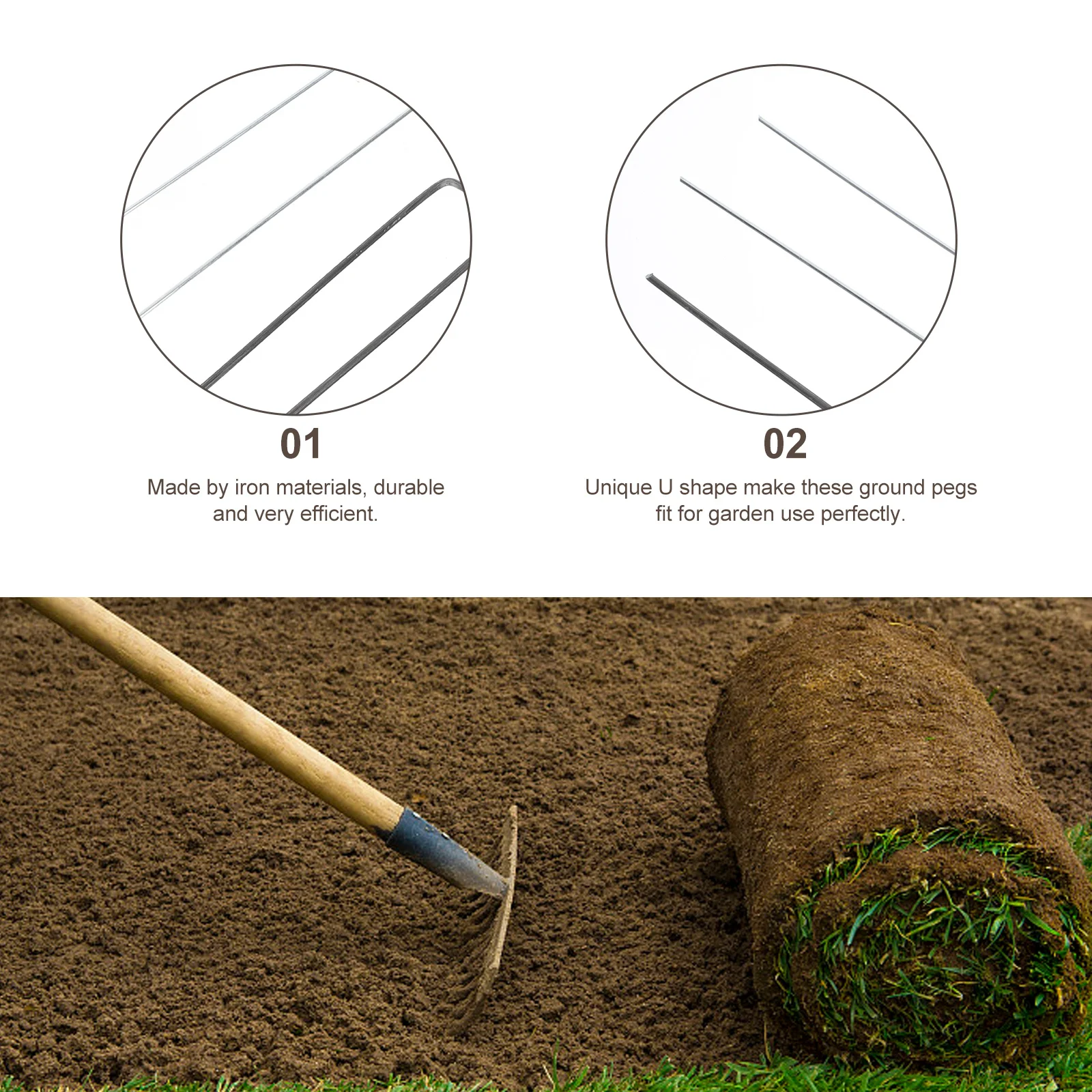 

30Pcs Iron U-Shaped Fixing Nails Durable Garden Stakes for Turf Lawn Fixing Ground Pegs Rust Protection Garden Pile U-Nail
