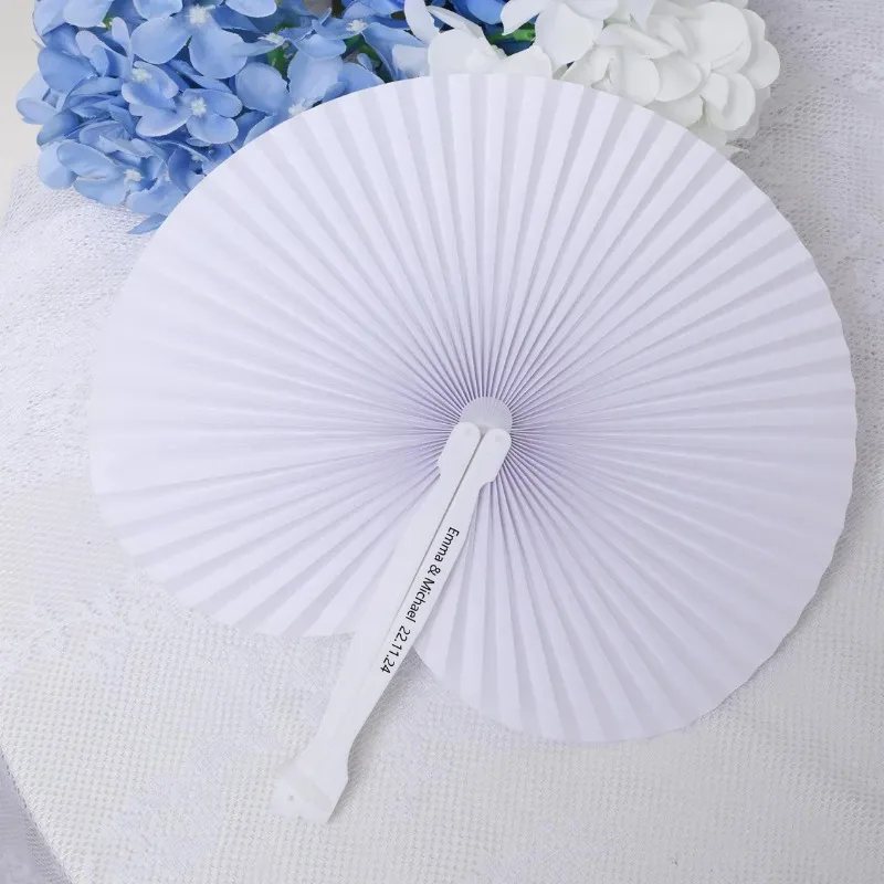 20-200PCS Personalized Folding Paper Fans, Wedding Parties, Baby Baptism, Bar Mitzvahs, Gifts for Guests, Country Home Decor, view 2