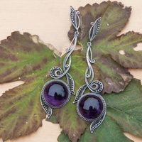 Retro Fashionable Elegant Creative Purple Imitation Crystal Pendant Earrings Long women's Fashion Party Dance Jewelry