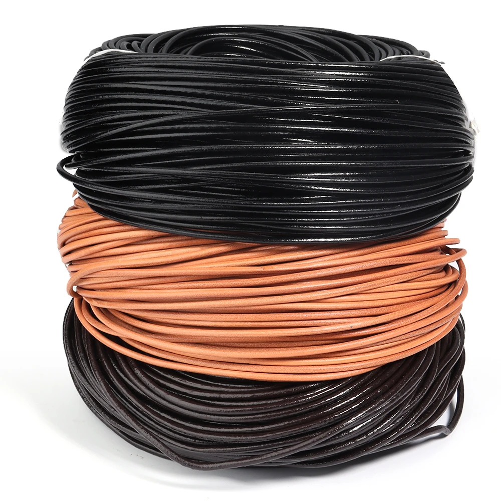 Louleur 100% Genuine Cow Leather Round Thong Cord Leather Cord String Rope for DIY Necklace Bracelet DIY Jewelry Making