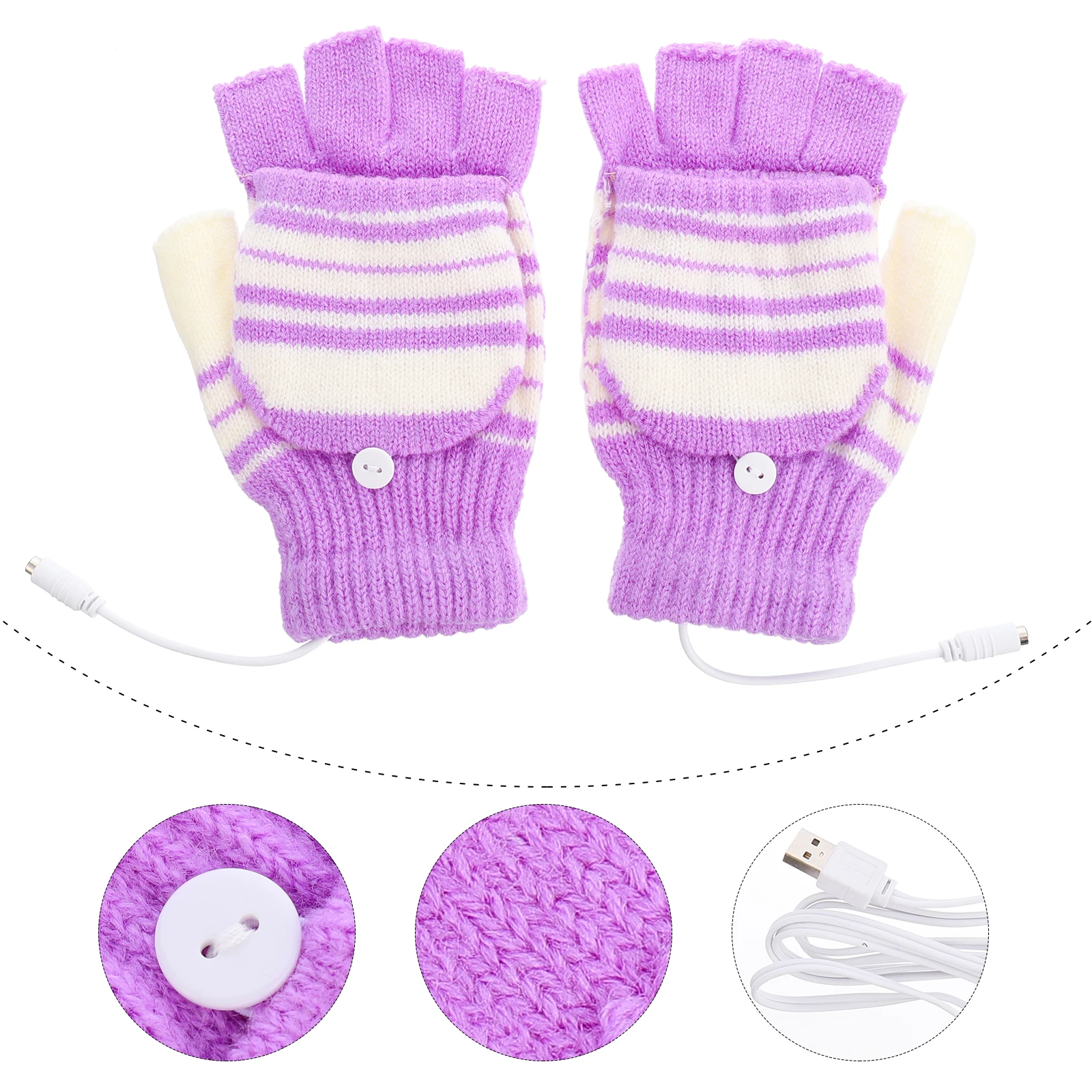 

Heated Gloves Woolen Yarn USB Mitten Winter Hands Warmer Processing Electric Heating Mittens