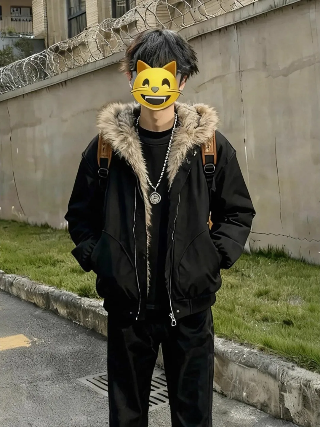 

American High Street Sle Men's Cotton Jaet ort Thiened Fce Lined Fur Collar Winter Warm Outerwear Coat